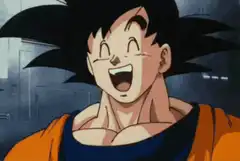 Goku laughs then turns serious