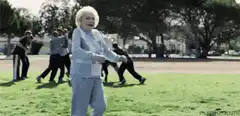 Old lady tackles man in park