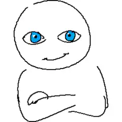 smug face with blue eyes