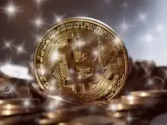 shiny bitcoin with sparkles