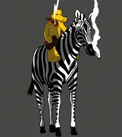 Winnie the Pooh riding a smoking zebra