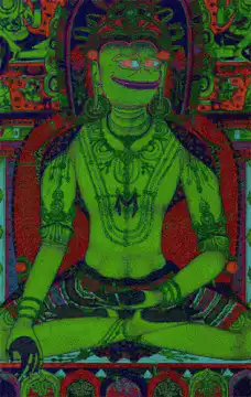 Color shifting Buddha with smiley face