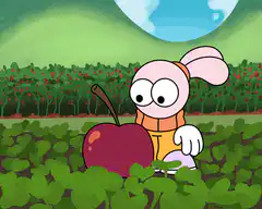 Bunny finds a giant apple
