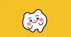 Cute white bear wiggling on yellow background