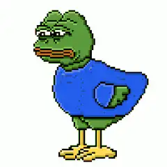 Sad Pepe in a blue shirt