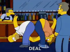 Homer and Barney doing the worm at Moe's Tavern
