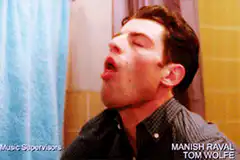 Blaine Anderson coughing in bathroom