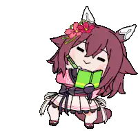Chibi horse girl reading a book