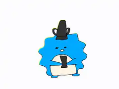 Blue blob with top hat and tie
