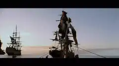 Jack Sparrow walks on a small boat