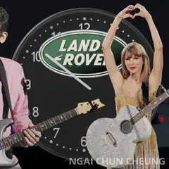 Taylor Swift and John Mayer with Land Rover clock