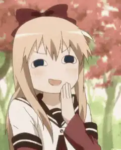 anime girl smiling with hand on cheek