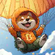 Shiba Inu Doge parachuting with Bitcoin