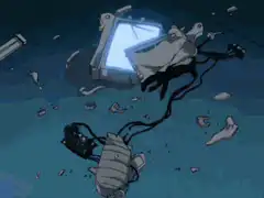 Broken computer monitor with glowing screen