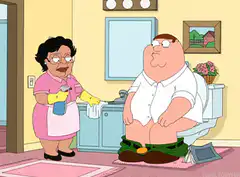 Lois cleaning Peter in bathroom