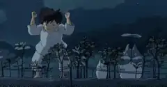 Satsuki and Mei meet Totoro