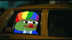 Pepe the Clown in a Car and Joaquin Phoenix Smiling