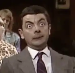 Mr. Bean wide-eyed shock