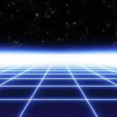 retro synthwave grid landscape