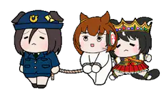 Chibi characters tied together