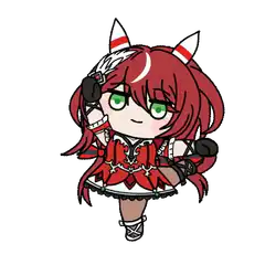 chibi red-haired girl with horns