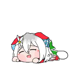 chibi girl lying down happy