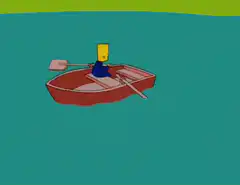 Bart Simpson rowing a boat