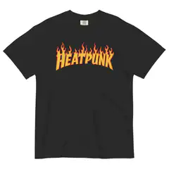 Heatpunk logo on t-shirt and beanie
