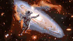 Astronaut floating in space with Lao Tzu quote
