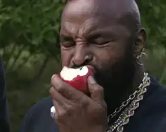 Mr. T eating an apple