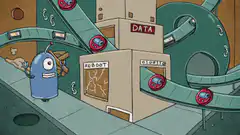 Futurama Bender and Leela at the Reboot Machine