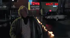 Doc Brown laughs at the flaming road