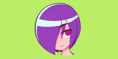 Purple hair anime girl face