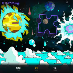 Space puzzle game with sun and moon