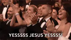 Audience clapping and cheering yessss jesus