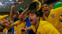 Brazil fans celebrate goal