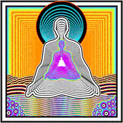 Psychedelic meditating figure animation