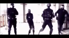 Four soldiers dancing