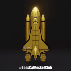 Golden Space Shuttle Rotating