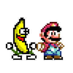 Banana and Mario pixel art dance