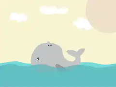 cute cartoon whale spouting water