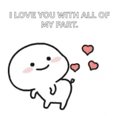 cute character farts with hearts