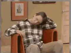 Man falls asleep and wakes up in chair