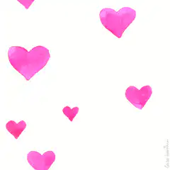 Pink watercolor hearts floating