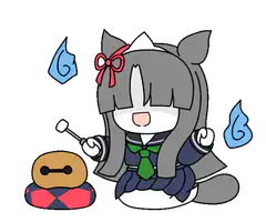 Chibi girl with cat ears and blue flames