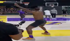 LeBron James Lakers practice pose