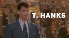 Tom Hanks waving with text T. HANKS