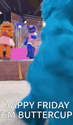 Cookie Monster dancing with Elmo