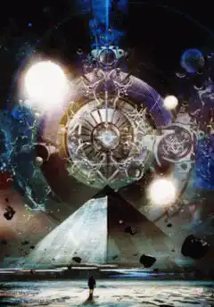 Mystical cosmic pyramid scene