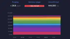 Memory usage graph with purging and unconfirmed transactions